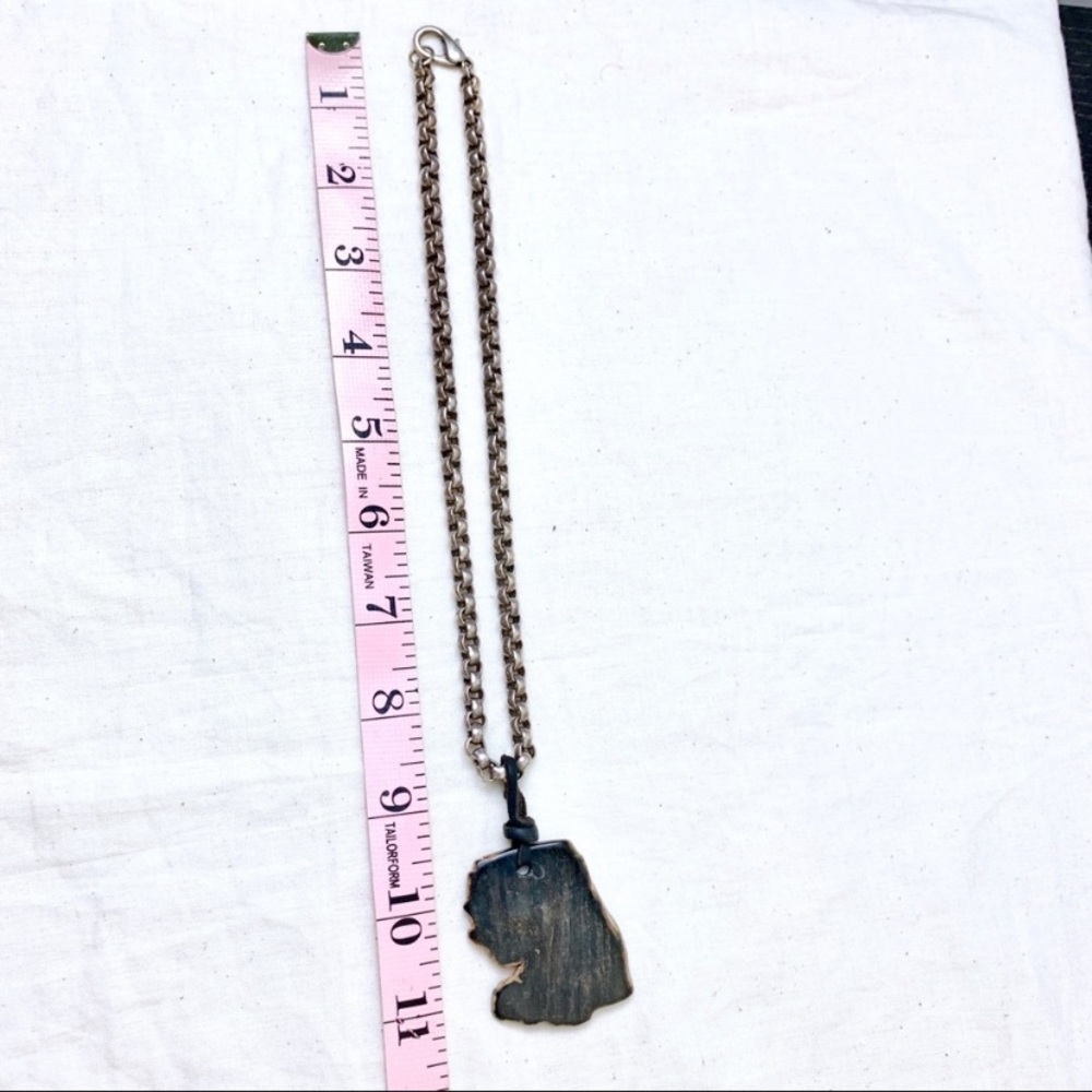 Petrified Wood Necklace Silver Rollo Chain - Picture 12 of 16